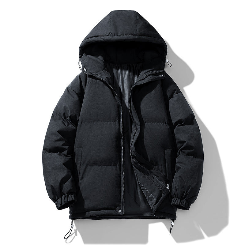 Men's Hoodie Coat Winter Fashion Solid ZIp-up Thickened Cotton-padded Jacket Casual Warm Outwear Top Clothing - Sup3r
