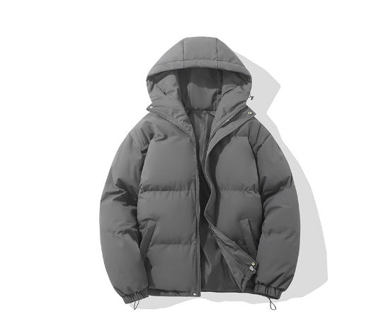 Men's Hoodie Coat Winter Fashion Solid ZIp-up Thickened Cotton-padded Jacket Casual Warm Outwear Top Clothing - Sup3r