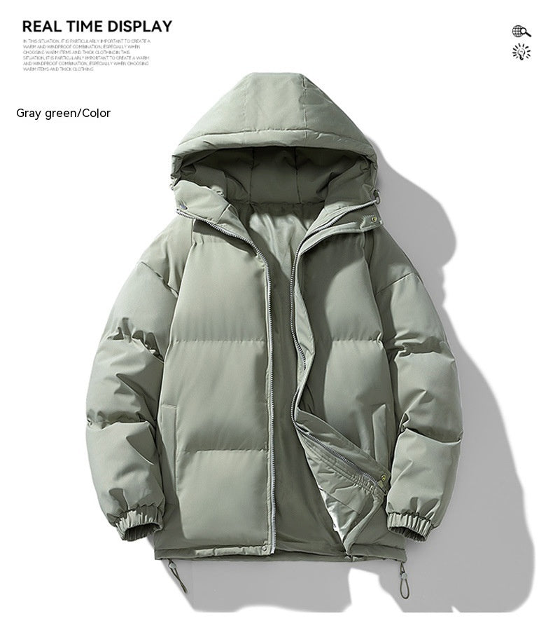 Men's Hoodie Coat Winter Fashion Solid ZIp-up Thickened Cotton-padded Jacket Casual Warm Outwear Top Clothing - Sup3r