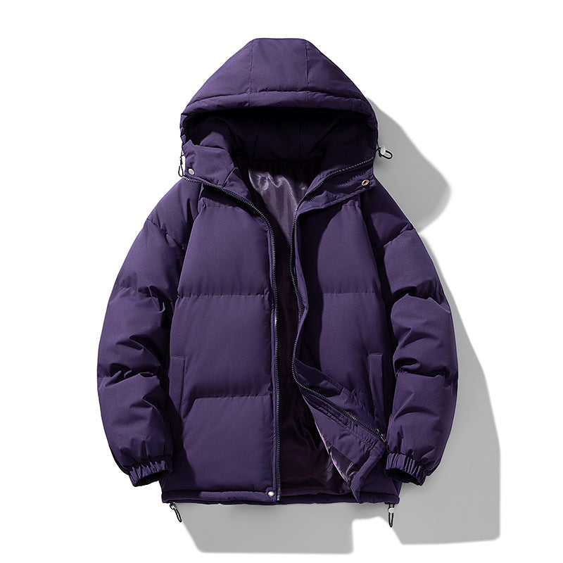 Men's Hoodie Coat Winter Fashion Solid ZIp-up Thickened Cotton-padded Jacket Casual Warm Outwear Top Clothing - Sup3r