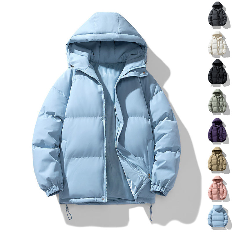 Men's Hoodie Coat Winter Fashion Solid ZIp-up Thickened Cotton-padded Jacket Casual Warm Outwear Top Clothing - Sup3r