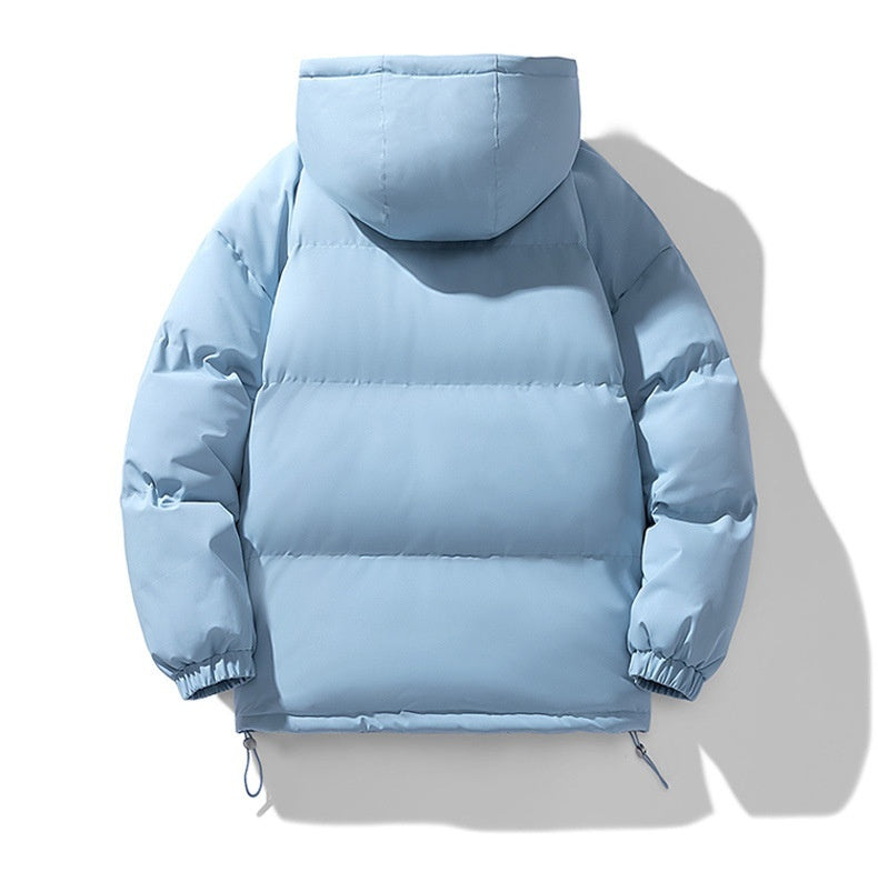Men's Hoodie Coat Winter Fashion Solid ZIp-up Thickened Cotton-padded Jacket Casual Warm Outwear Top Clothing - Sup3r
