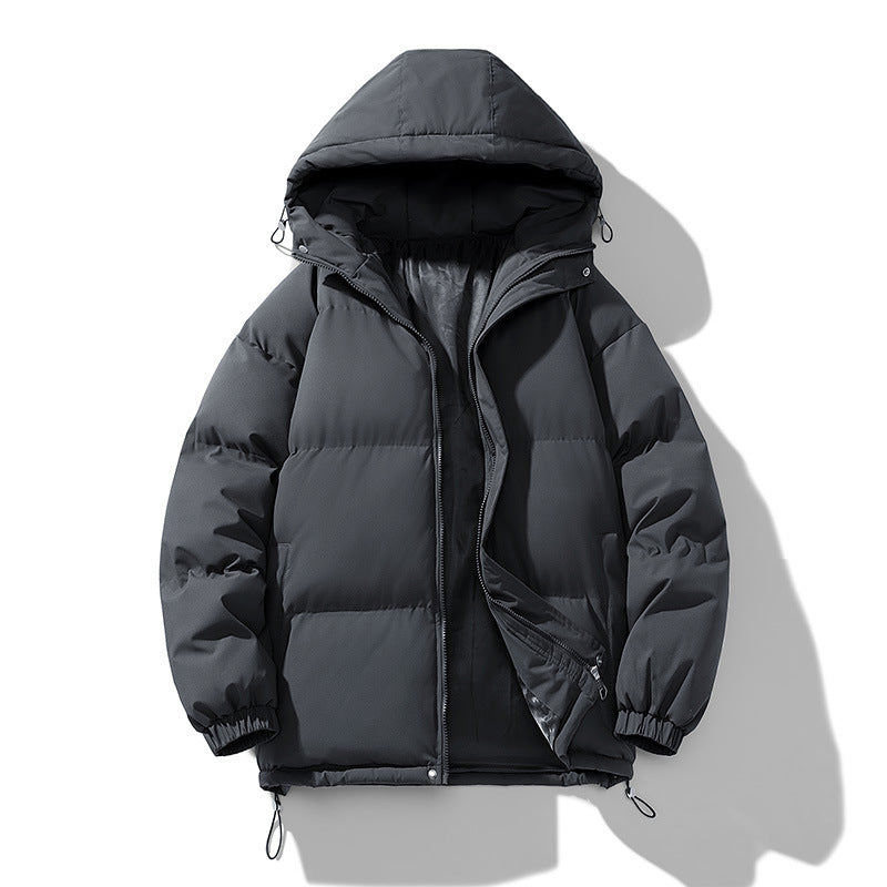 Men's Hoodie Coat Winter Fashion Solid ZIp-up Thickened Cotton-padded Jacket Casual Warm Outwear Top Clothing - Sup3r