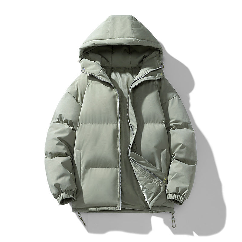 Men's Hoodie Coat Winter Fashion Solid ZIp-up Thickened Cotton-padded Jacket Casual Warm Outwear Top Clothing - Sup3r