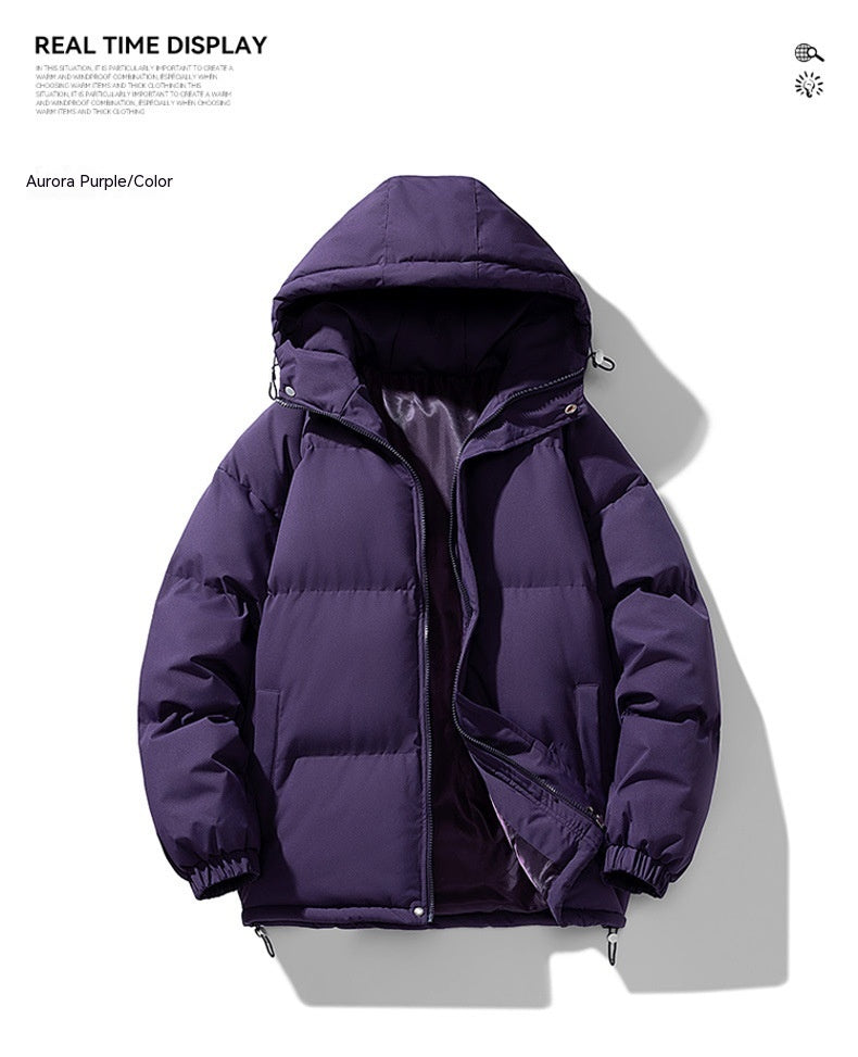 Men's Hoodie Coat Winter Fashion Solid ZIp-up Thickened Cotton-padded Jacket Casual Warm Outwear Top Clothing - Sup3r
