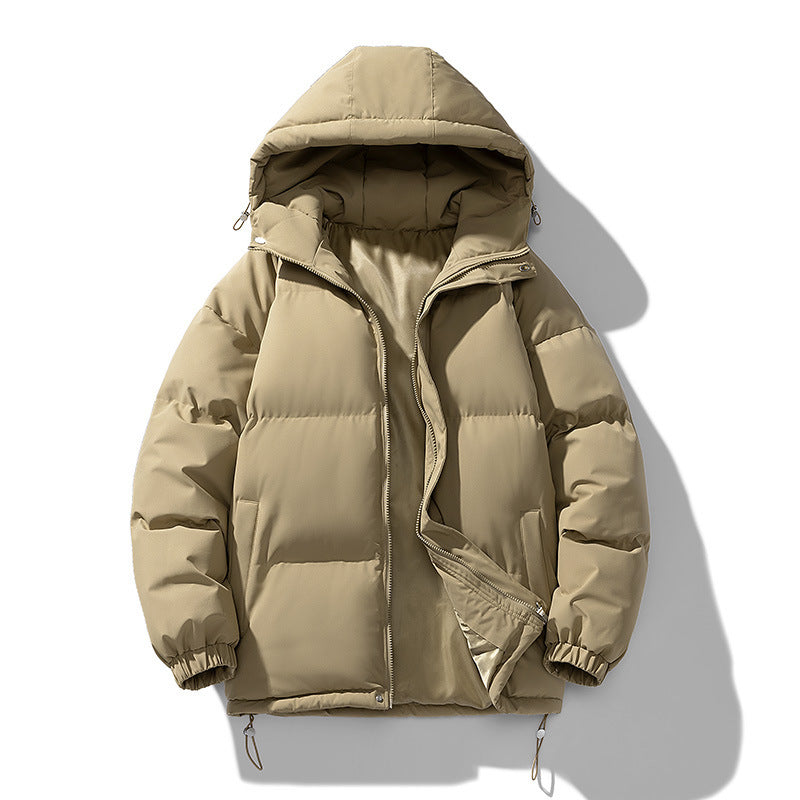 Men's Hoodie Coat Winter Fashion Solid ZIp-up Thickened Cotton-padded Jacket Casual Warm Outwear Top Clothing - Sup3r