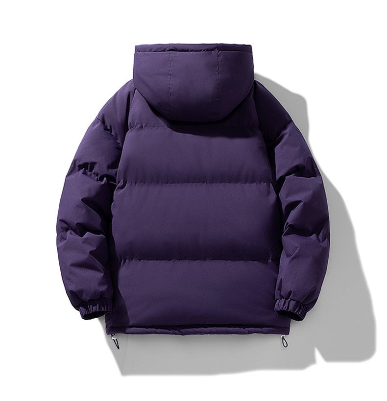 Men's Hoodie Coat Winter Fashion Solid ZIp-up Thickened Cotton-padded Jacket Casual Warm Outwear Top Clothing - Sup3r