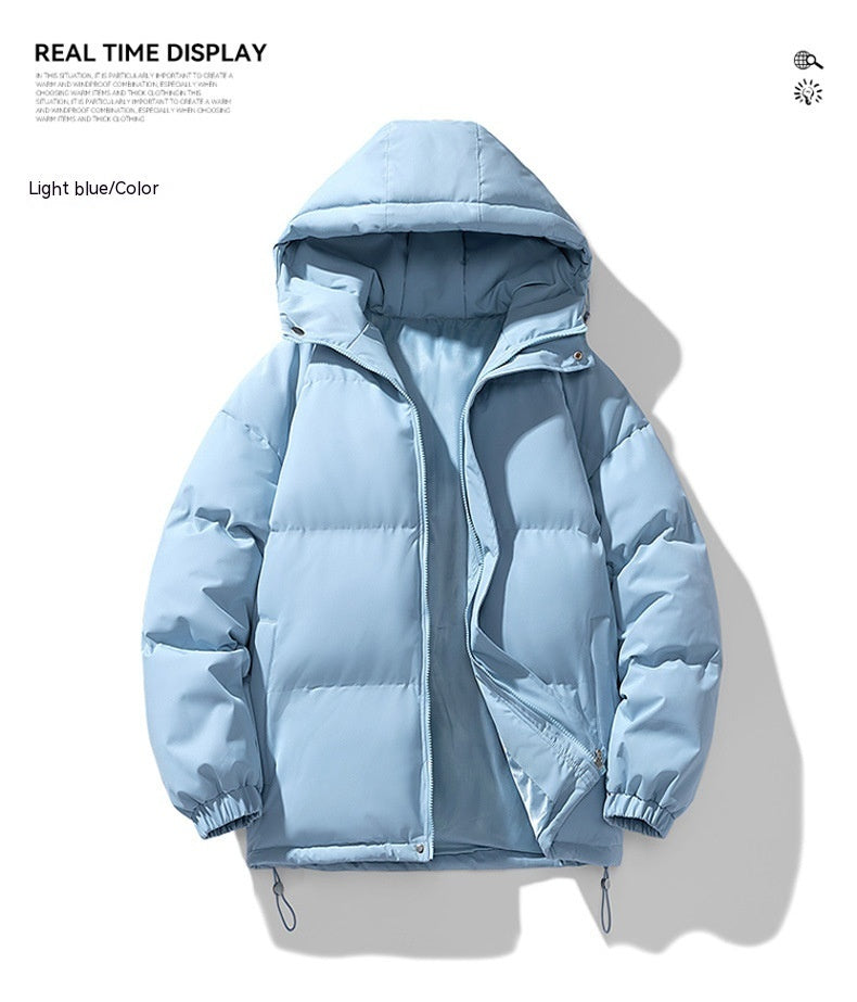 Men's Hoodie Coat Winter Fashion Solid ZIp-up Thickened Cotton-padded Jacket Casual Warm Outwear Top Clothing - Sup3r