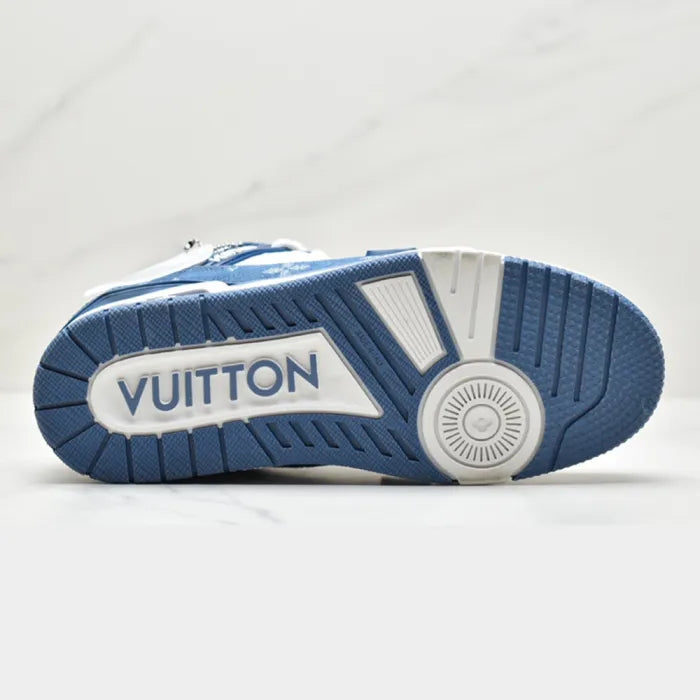 1 Louis Vuitton Denim Monogram Trainers – Premium Luxury Sneakers with Iconic Blue & White Design for Bold Street Style - Sup3r