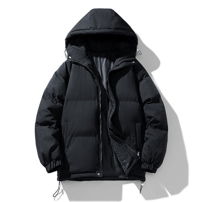 Men's Hoodie Coat Winter Fashion Solid ZIp-up Thickened Cotton-padded Jacket Casual Warm Outwear Top Clothing - Sup3r