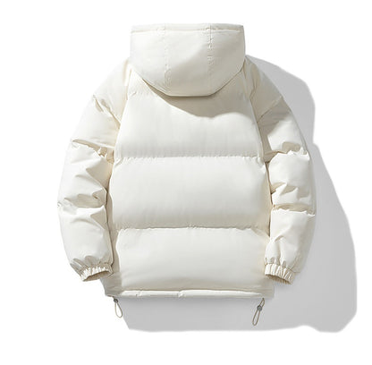 Men's Hoodie Coat Winter Fashion Solid ZIp-up Thickened Cotton-padded Jacket Casual Warm Outwear Top Clothing - Sup3r