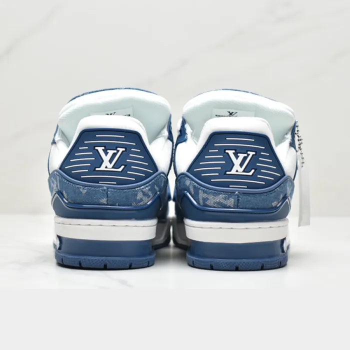1 Louis Vuitton Denim Monogram Trainers – Premium Luxury Sneakers with Iconic Blue & White Design for Bold Street Style - Sup3r
