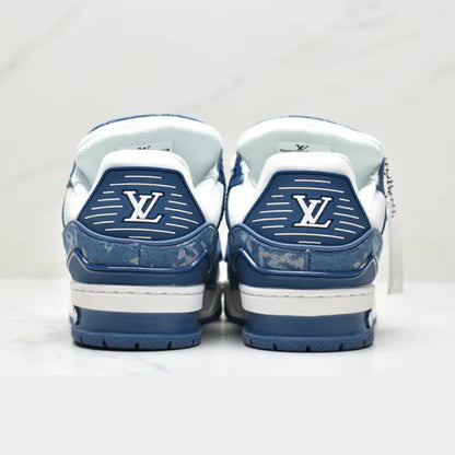 1 Louis Vuitton Denim Monogram Trainers – Premium Luxury Sneakers with Iconic Blue & White Design for Bold Street Style - Sup3r